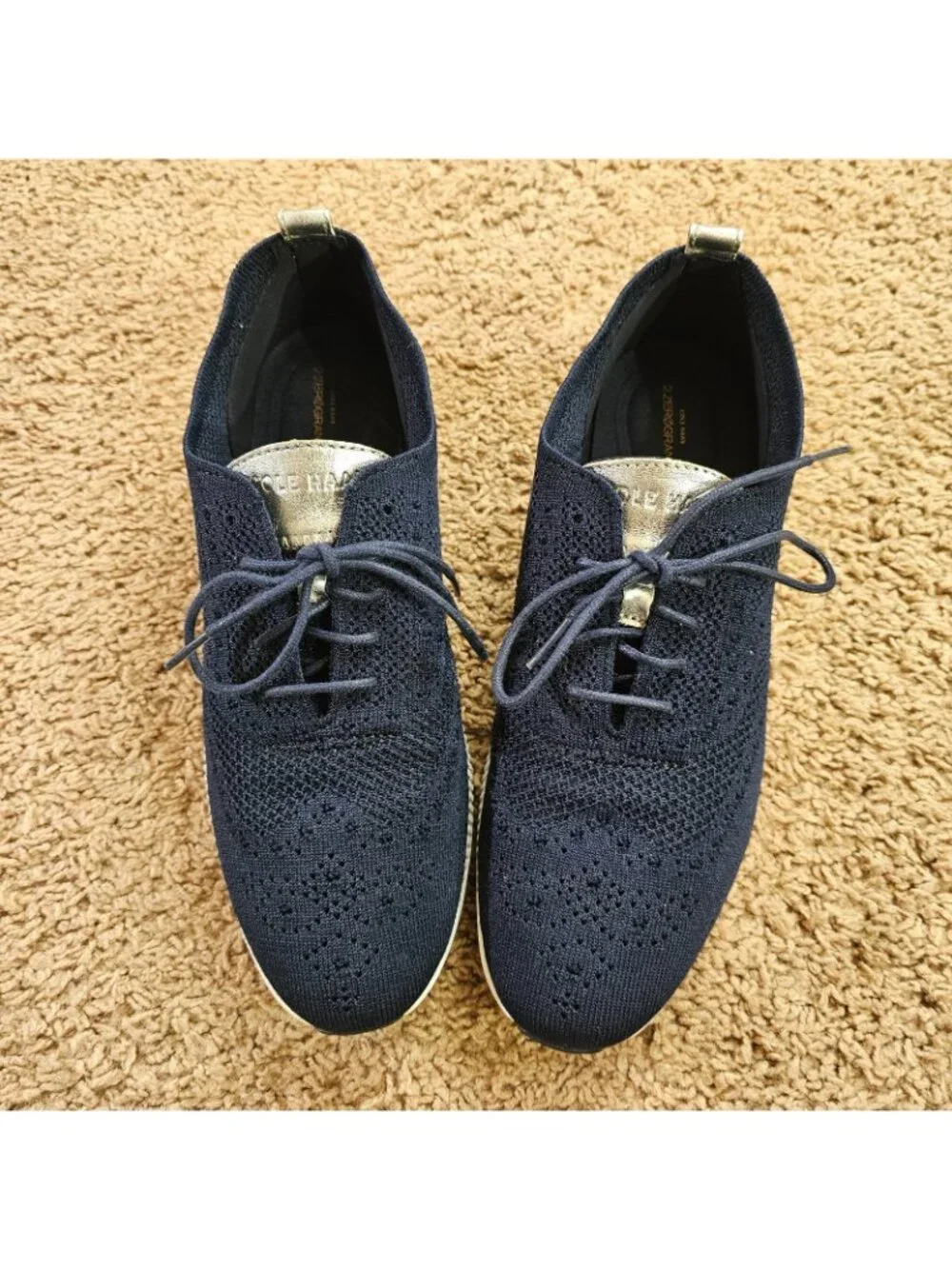 Cole Haan 2.ZEROGRAND Oxford Shoes Womens 10.5B Marine Blue Argento Stitchlite - Picture 3 of 11